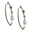 MARC Sterling Silver Blue Topaz and Marcasite Hoop Earrings