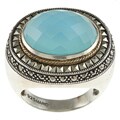 MARC Sterling Silver Blue Chalcedony and Marcasite Cocktail Ring