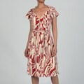 Issue New York Women's Red/ Cream Belted Wrap Dress
