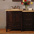 Travertine 46.5-inch Bathroom LED Lighted Single Vanity and Cabinet