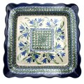 Polish Stoneware 11-inch Square Scalloped Rim Dish (Poland)