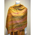 Selection Privee 'Maeva' Mango Green Paisley Wool and Silk Shawl Wrap