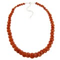 Southwest Moon Sterling Silver Orange Sponge Coral Graduated Necklace