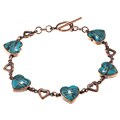 Copper Channel-set Turquoise Heart Link Toggle Bracelet