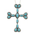 Southwest Moon Sterling Silver Turquoise Cabochon Cross Necklace