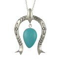 Southwest Moon Sterling Silver Turquoise Squash Blossom Necklace