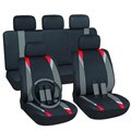 Red and Grey Stripe 16-piece Seat Cover Set