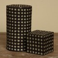 Natural Light Open Weave Rattan Brown Candles (Set of 2)