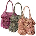 Journee Collection Women's Ruffled Python Print Shopper Bag