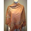 Selection Privee 'Marion' Salmon Floral Embroidered Wool- and Silk-blend Shawl
