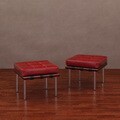 Andalucia Burnt Red Leather Ottomans (Set of 2)