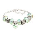 La Preciosa Glass Clear, Green Bead Bracelet