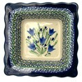 Polish Stoneware 7-inch Square Scalloped Rim Dish (Poland)