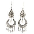 Lily B Sterling Silver Swirl and Bead Chandelier Earrings