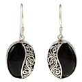 Lily B Sterling Silver Black Onyx Beaded Swirl Earrings