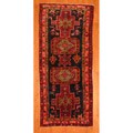 Persian Hand-knotted Navy/ Red Hamadan Wool Rug (4'9 x 10'8)