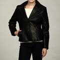 FourteenZero Women's Black Leather Blazer