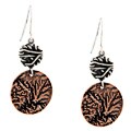 Silvermoon Sterling Silver and Copper Textured Circle Earrings