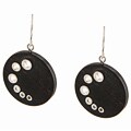 Silvermoon Sterling Silver Ebony Wood Circle Accent Earrings