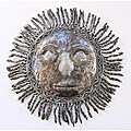 Recycled Steel Drum Sun Mask Wall Art (Haiti)