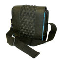 Recycled Woven Tire and Plastic Black Messenger Bag (India)