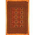 Afghani Hand-woven Beige/ Rust Tribal Soumak Kilim Wool Rug (5'10 x 8'9)