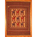 Afghani Hand-woven Beige/ Rust Tribal Soumak Kilim Wool Rug (6'8 x 9'7)
