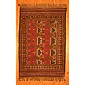 Afghani Hand-woven Beige/ Rust Tribal Soumak Kilim Wool Rug (6'1 x 9')