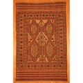 Afghani Hand-woven Beige/ Rust Tribal Soumak Kilim Wool Rug (6' x 9'4)