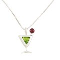 Silvermoon Silver Green Cubic Zirconia and Garnet Appletini Necklace