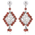 Silvertone Orange Resin Venus Earrings
