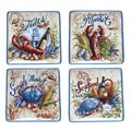 Certified International Seaside Market 10.5-in Square Dinner Plates (Set of 4)