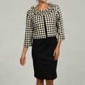 Danny & Nicole Women's Cream/ Black Houndstooth 2-piece Dress