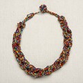 Rainbow Colored Braided Glass Bead Necklace (India)