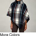 Last Kiss Women's Plaid Foldover Button Collar Poncho Jacket