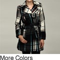 Last Kiss Women's Plaid Notched Collar Belted Coat FINAL SALE