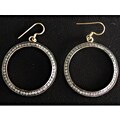 14k Gold over Silver Cubic Zirconia Dangling Hoop Earrings (India)