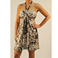 R & M Richards White Floral Print Beaded Necklace Dress