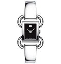 Movado Women's Linio Stainless Steel Black Dial Bangle Watch