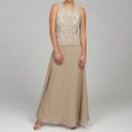 J. Laxmi Women's Champaign/ White Beaded Dress