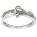 10k White Gold 1/10ct TDW Diamond Heart Promise Ring (H-I, I2-I3)