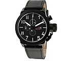 Republic Men's Leather Strap Black Bezel Watch
