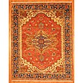 Indo Hand-knotted Rust/ Ivory Serapi Wool Rug (8' x 10')