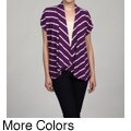 LA GOLD Women's Striped Drape Cardigan