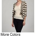LA GOLD Women's 3/4-sleeve Striped Cardigan