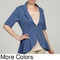 LA GOLD Women's Elbow-Sleeve Pleated Jacket