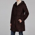 Anne Klein Women's Brown Embellished-button Hooded Coat FINAL SALE