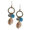 Alexa Starr Goldtone Picture Jasper and Blue Jade Cluster Earrings