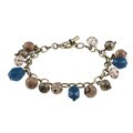 Alexa Starr Silvertone Picture Jasper and Blue Jade Charm Bracelet