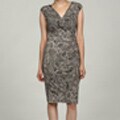 London Times Women's Black/ Ivory Floral Cap-sleeve Dress